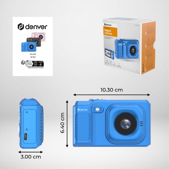 Denver Caméra numérique Full HD - 48MP - Caméra Vlog - Photo et vidéo - Caméra - DCA4818BU