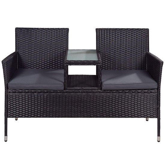 Banc de jardin Monaco - Polyrotan noir/gris