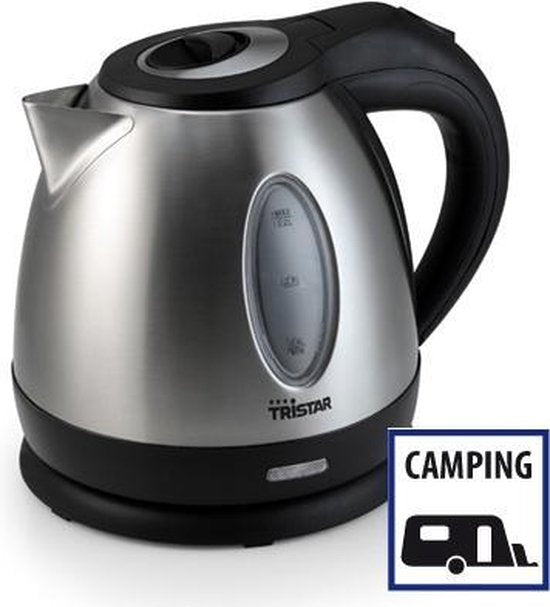 Bouilloire Tristar WK-1325 - 900W - 1,2L - adaptée au camping - acier inoxydable