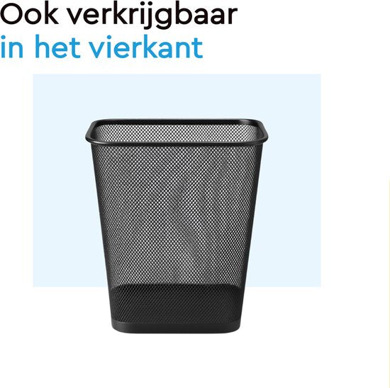 BRASQ 2x Paper Bin Round - Black - 12 Liter - Trash can - Garbage can - Waste bin - Paper basket - Metal - Set of 2
