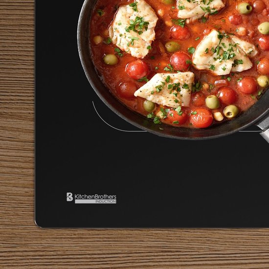 KitchenBrothers Table de cuisson à induction - Table de cuisson à induction encastrable - 80 cm - 1 Flexzone + 3 Zones - 1 et 2 phases - Noir