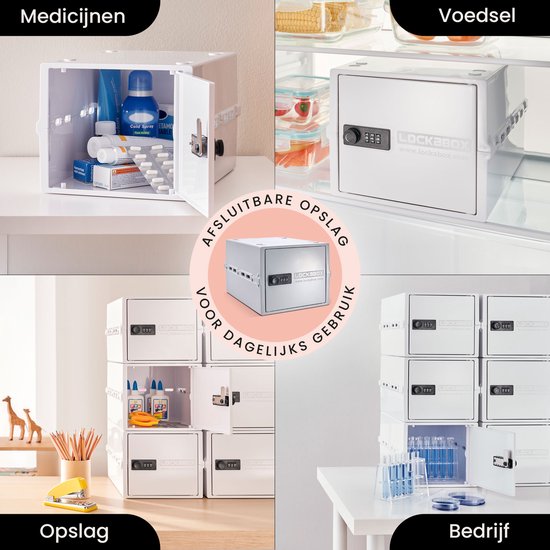 Lockabox One™ Boîte de rangement avec serrure à chiffres - Armoire à pharmacie verrouillable - Coffre-fort en polycarbonate - Résistant au réfrigérateur et au congélateur - 10,5 litres - 31 x 21 x 17 cm.