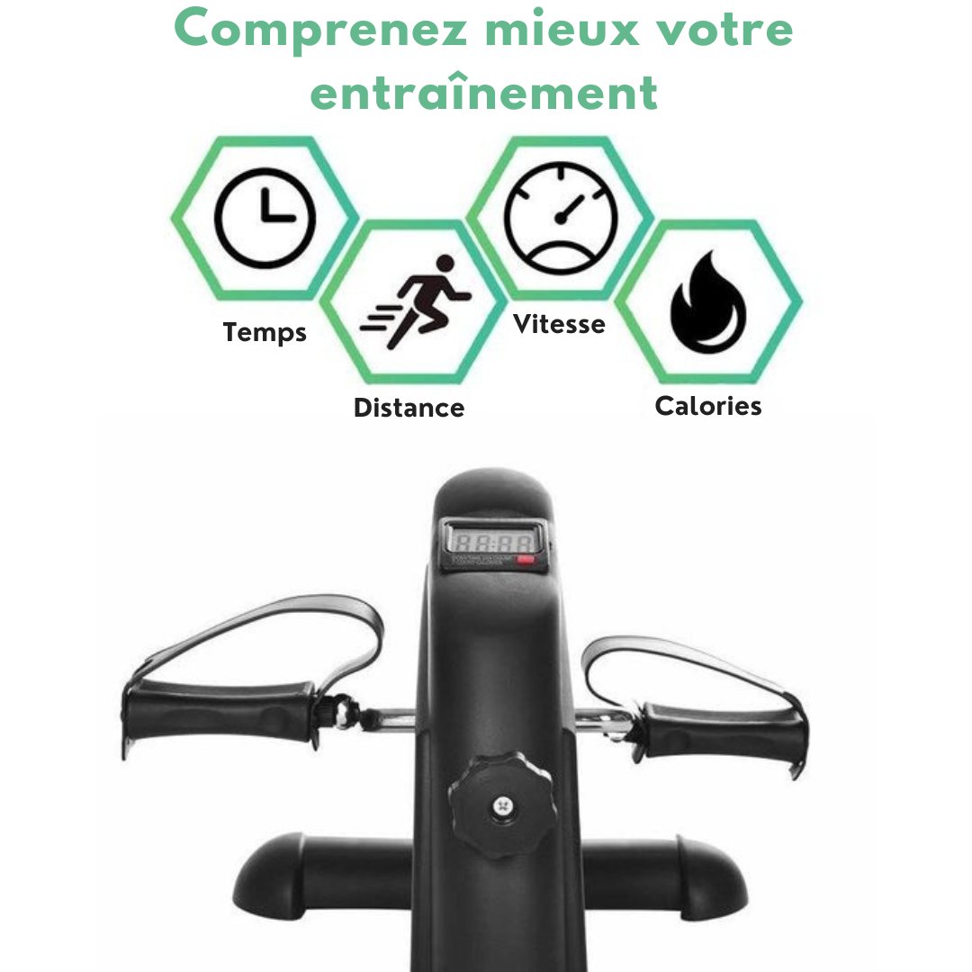 Vélo de chaise Dreaver - Ecran LCD - Tapis antidérapant inclus - Vélo de bureau - Vélo d'exercice - Deskbike - Mini vélo d'exercice - Pédalier - Fitness