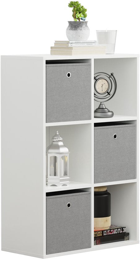 VDD - Etagère avec 3 boîtes de rangement - Armoire murale - Etagère blanche - Etagère - Armoire murale - Armoires murales Living room - 6 étagères - Blanc