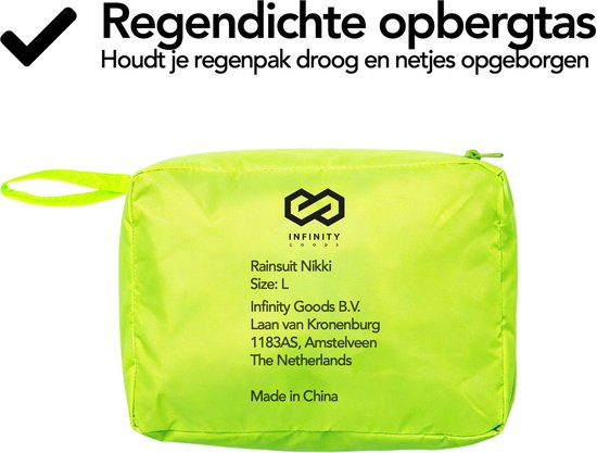 Infinity Goods Combinaison de pluie Nikki - Femmes et hommes - Taille L - Imperméable et respirante - Réfléchissante - Jaune fluo
