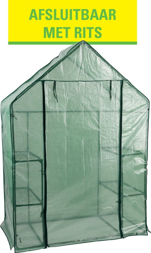 Kinzo Garden Greenhouse - Serre en plastique - Serre de jardin avec 3 étages - Cadre métallique - Couverture imperméable - 143 x 73 x 195 CM - Vert