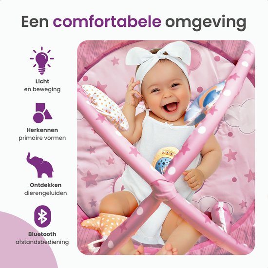 Gofun Babygym - Tapis de jeu pour bébé - Tapis de jeu musical - Cadeau de maternité - Tapis d'activités - Jouets pour bébé - Interactif - Educatif - 105 x 52 cm - Rose