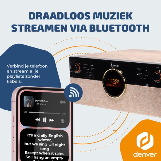 Denver Retro Record Player - Radio - CD - Cassette - Bluetooth - Auto stop - MRD180