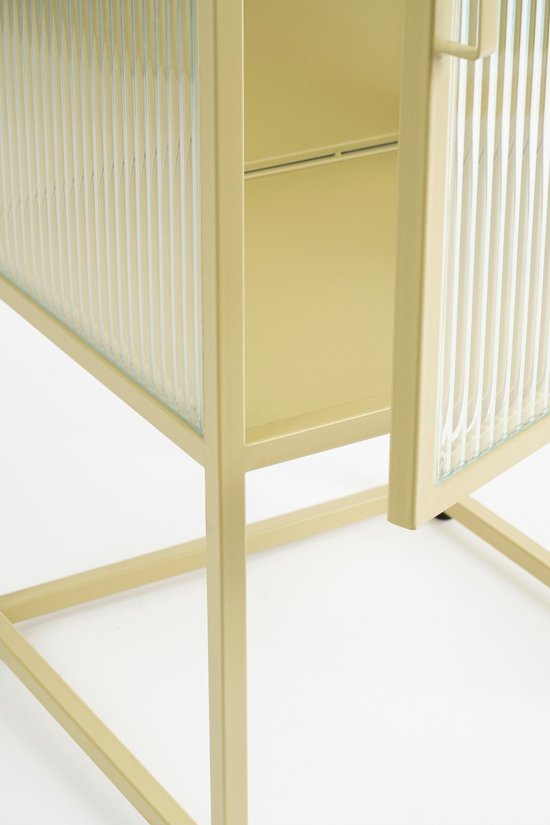 Mica Decorations Clifton Meuble de rangement avec portes - L38 x L35 x H90 cm - Métal - Beige