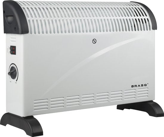 BRASQ Réchaud électrique - Réchaud électrique - Compact et silencieux - Thermostat réglable 750/1250/2000 watts - Chauffage blanc - CH300