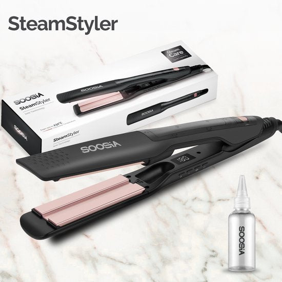 Soosia SteamStyler - Fer à lisser et à friser à vapeur - Technologie vapeur - Réglable de 100°C à 230°C