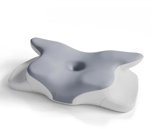 Oreiller de nuque - Mousse à mémoire de forme - Blanc/gris