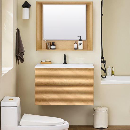 SoBuy BZR198-N Meuble de salle de bain avec évier - Bois composite 80cm
