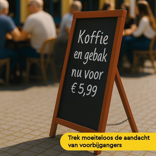 BRASQ Chalkboard Mahogany - 55x 85 CM - Tableau noir - Enseigne publicitaire - Enseigne de trottoir - Simple face - pour l'intérieur et l'extérieur - Hospitality