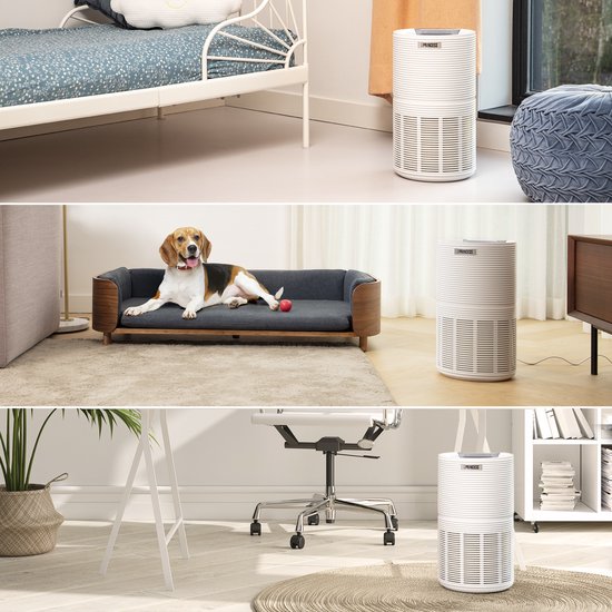 Princess Smart Air Purifier 356280 - Purificateur d'air - WiFi - Fonctionne contre le rhume des foins, les allergies, les acariens, la poussière - CADR 280 m³/h - Filtre Hepa 13 remplaçable - Indicateur de la qualité de l'air - Contrôlé par l'application