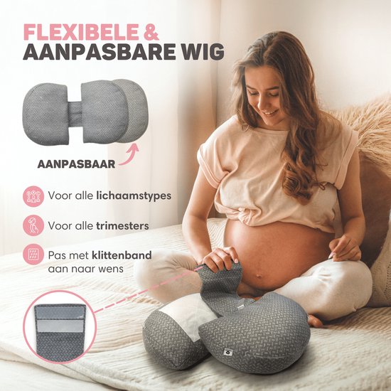Vulpes Goods® BabyCare - Oreiller de grossesse - Oreiller pour le sommeil latéral - 3 en 1 - réglable - Oreiller pour le corps / Oreiller pour le corps / Oreiller d'allaitement - Design unique en forme de W