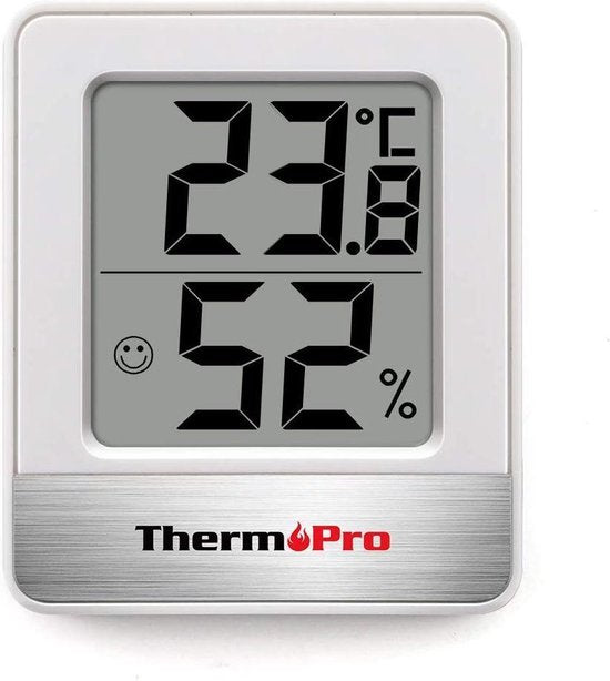 Thermomètre hygromètre Thermo Pro Tp49 - 7×6×2 cm - 2 en 1 - pile AAA - Blanc