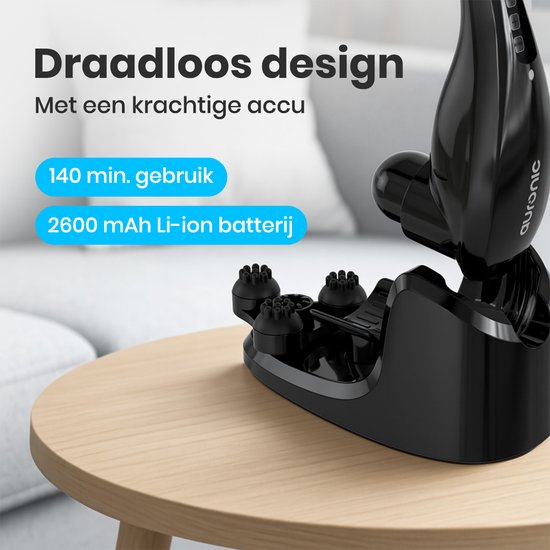 Appareil de massage Auronic - cou et dos - sans fil - 5 accessoires - noir/gris