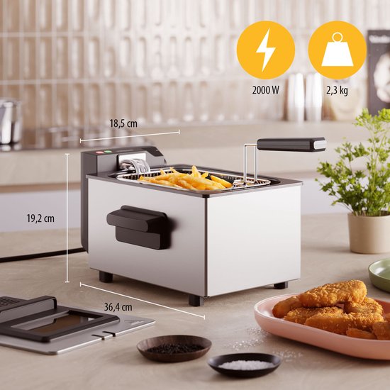 Tristar Friteuse 3 litres - FR-9327 - Friteuse 2000W - Hublot - acier inoxydable