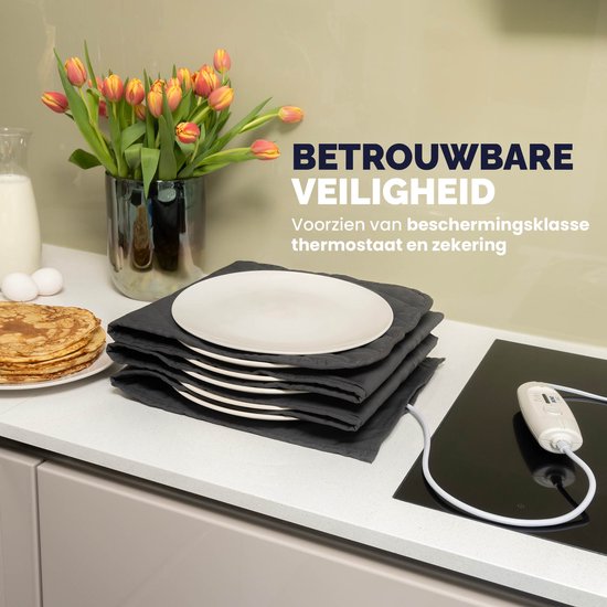BREND BR-2209 Chauffe-assiettes électrique jusqu'à 12 assiettes - 4 niveaux de température jusqu'à 70°C - Couvercle lavable - Plaque chauffante - Anthracite