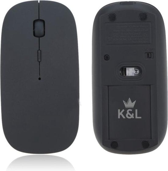 K&L Wireless Mouse - Souris sans fil Bluetooth pour ordinateur portable - Silencieuse - Rechargeable - Noir