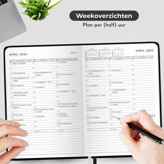 Systemyze Agenda 2025 Adultes - Calendrier hebdomadaire - Planificateur - Table horaire incluse - Format A5 - Noir