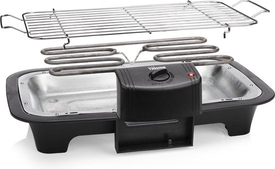 Tristar BQ-2883 Barbecue électrique avec support - Gril de table et support - 2000W - Noir - Parfait pour le balcon ou le camping