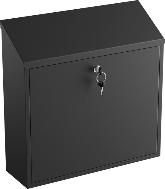 Boîte aux lettres Avalo en acier inoxydable noir - Boîte aux lettres murale - avec matériel de montage et 2 clés