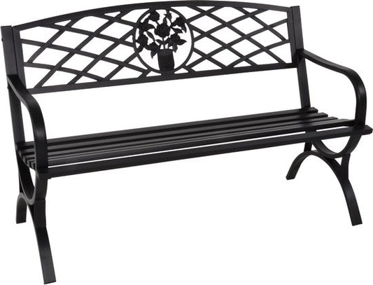 Lesli Living - Banc de jardin - Banc d'extérieur - Banc de jardin en acier - Banc de balcon - Banc d'extérieur résistant aux intempéries - Acier - Très robuste - Résistant à l'usure - Oxford - 127 x 59,5 x 80 cm - Capacité de charge : 180 kg - Noir