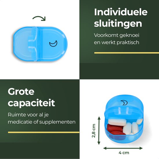 Pilulier Gandria 7 jours - Pilulier amovible - Boîte à pharmacie avec 14 compartiments - Boîte à pharmacie avec fermeture solide - 2 compartiments par jour - 7 couleurs