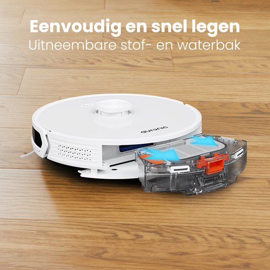 Auronic Robot Aspirateur - Avec fonction balayage - WiFi et App - Station de charge - Animaux domestiques - Robot balayeur - Navigation laser - Blanc