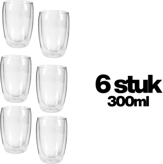 2 verres à double paroi - pour différents types de café - Latte macchiato, cappuccino, espresso - set de 2 (300 ml)