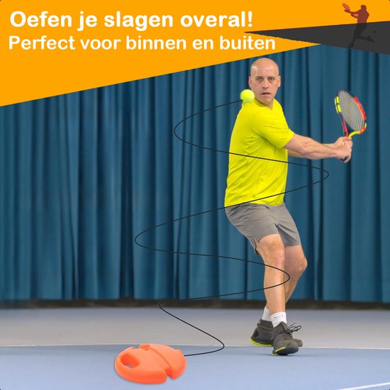 Perche de tennis - Entraîneur de tennis - Set avec élastique et balle de tennis - Orange - Pour le jardin - Enfants - Classique - Pro - Vacances - Adultes