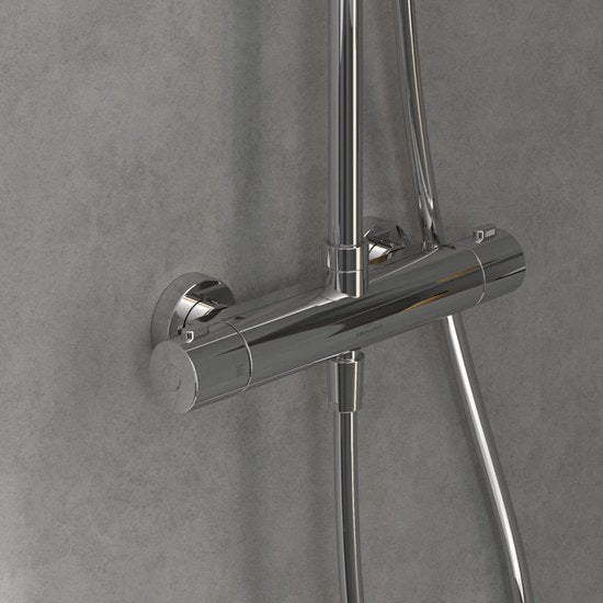 Colonne de douche 3 jets Villeroy & Boch, Universal Showers douchette 110 mm, avec mitigeur thermostatique, chrome