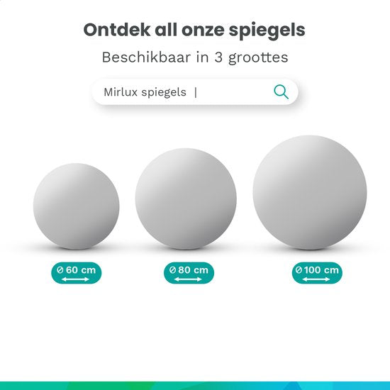 Mirlux Miroir de salle de bain - Rond 60 cm - Eclairage et chauffage LED - Miroir de douche anti-buée - Sans cadre