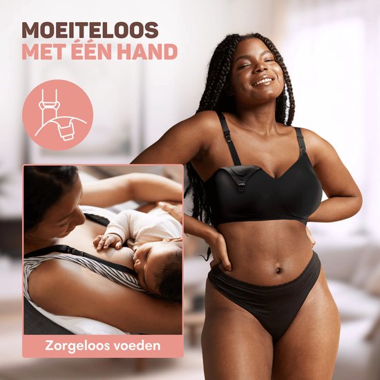 Vulpes Goods® BabyCare - Soutien-gorge d'allaitement sans armature - Soutien-gorge de maternité - Soutien-gorge d'allaitement sans couture - Soutien-gorge de nuit - bretelle réglable - tissu ultra doux - rembourrage amovible - devant avec rabat - pratique
