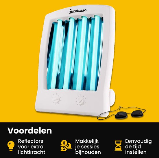 Bolusso Bronzage du visage - Bronzage du visage avec 2 lunettes de bronzage - Pour le visage et le décolleté - Solarium