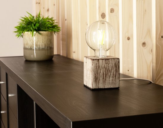 Pied de lampe, cube, câble avec interrupteur, E27, 60 W, IP20, ciment, gris, 90 mm x 90 mm