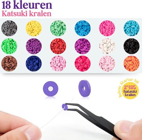 Vaive Katsuki Beads Deluxe Starter Kit - 2485 pièces pour la fabrication de bijoux - Crafting Girls - For Kids - Craft Box - Bracelet Making - Earring Making