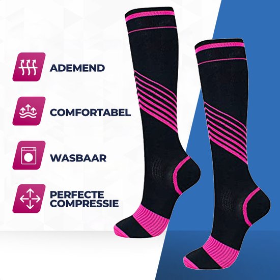 Chaussettes de compression Roegaarden - Chaussettes de compression - Chaussettes de soutien - Taille 40-44 - Rose