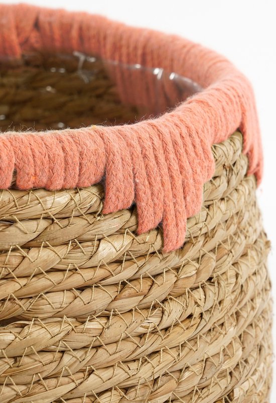 Mica Decorations Jorck Plant Basket - Lot de 3 - H24 x Ø26 cm - Seagrass - Pink, Brown