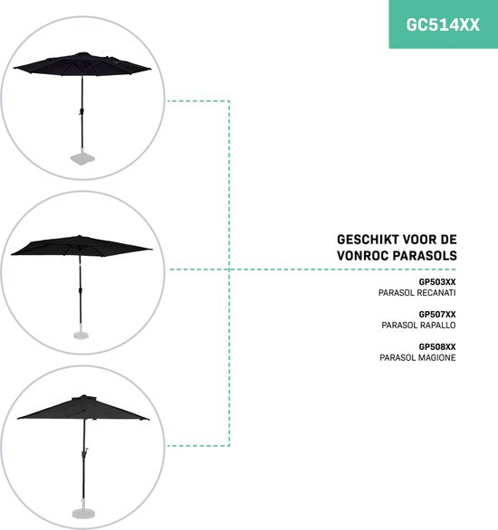 VONROC Housse de parasol S - 190x30cm - Pour parasols à manche jusqu'à 300cm - Universelle & pour GP503XX, GP507XX, GP508XX & GP514XX