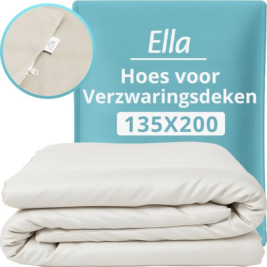 Housse pour la couverture d'aggravation d'Ella 135 x 200 CM - 7 KG & 9 KG - Housse en 100% coton biologique - Blanc biologique
