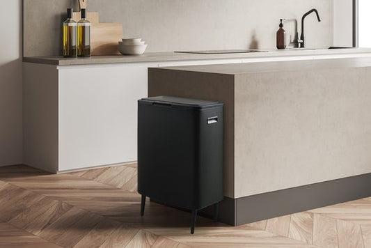 Umuzi Poubelle de nettoyage - 60L - Soft Close - 54x 33x80 - Noir mat