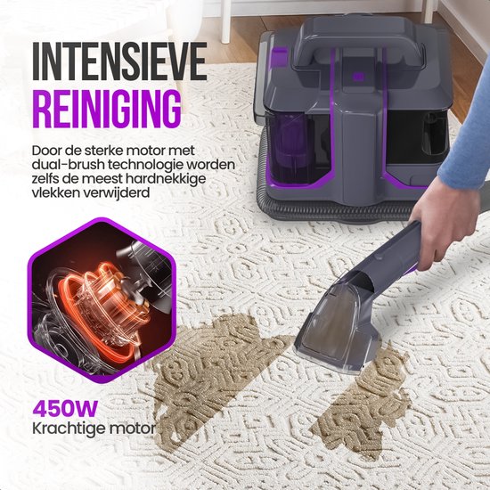 Strex Carpet Cleaner Extra Powerful - Nettoyeur de taches / Nettoyeur de meubles / Nettoyeur de matelas / Nettoyeur de canapés - 2 accessoires