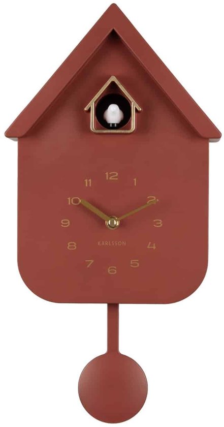 Horloge murale Karlsson Solo Colour Cuckoo - Bordeaux - 6x21,5x41cm - Horloge murale moderne