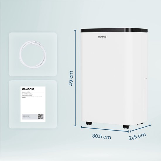 Déshumidificateur Auronic - Compact Pro Plus - 20L - Chambre à coucher, salle de bain, salon et bureau - Déshumidificateur d'intérieur - Blanc