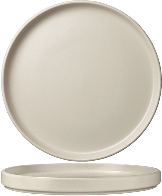 tectake® Service de vaisselle Una - 24 pièces - Faïence - 6 personnes - Service de vaisselle élégant et durable - Ensemble d'assiettes avec grandes et petites assiettes, bols, coupes - Taupe