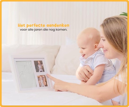 Cadre photo bébé Frummel avec empreinte en argile (bébé en plâtre) - Mieux qu'un plâtre - Empreinte en argile du pied et de la main du bébé - Cadeau de maternité fille / Cadeau de maternité garçon - Baby Shower