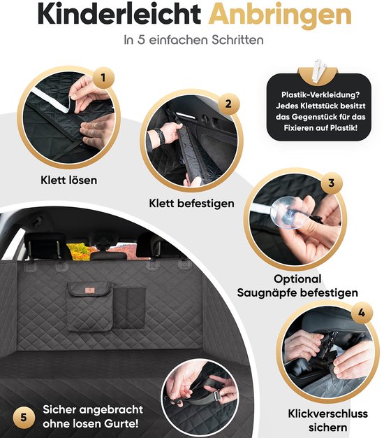 Tapis de protection de coffre de voiture pour chien avec protection latérale et protection de coffre, couverture pour chien, coffre de voiture, imperméable et résistant aux rayures, tapis de protection de coffre universel pour chiens